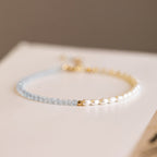 Fortune Jewel 2mm Turquoise Pearl Ultra-thin Beads 14k Gold Plated Copper Wisdom Bracelet