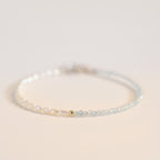 Fortune Jewel 2mm Turquoise Pearl Ultra-thin Beads 14k Gold Plated Copper Wisdom Bracelet