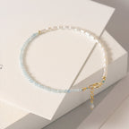 Fortune Jewel 2mm Turquoise Pearl Ultra-thin Beads 14k Gold Plated Copper Wisdom Bracelet