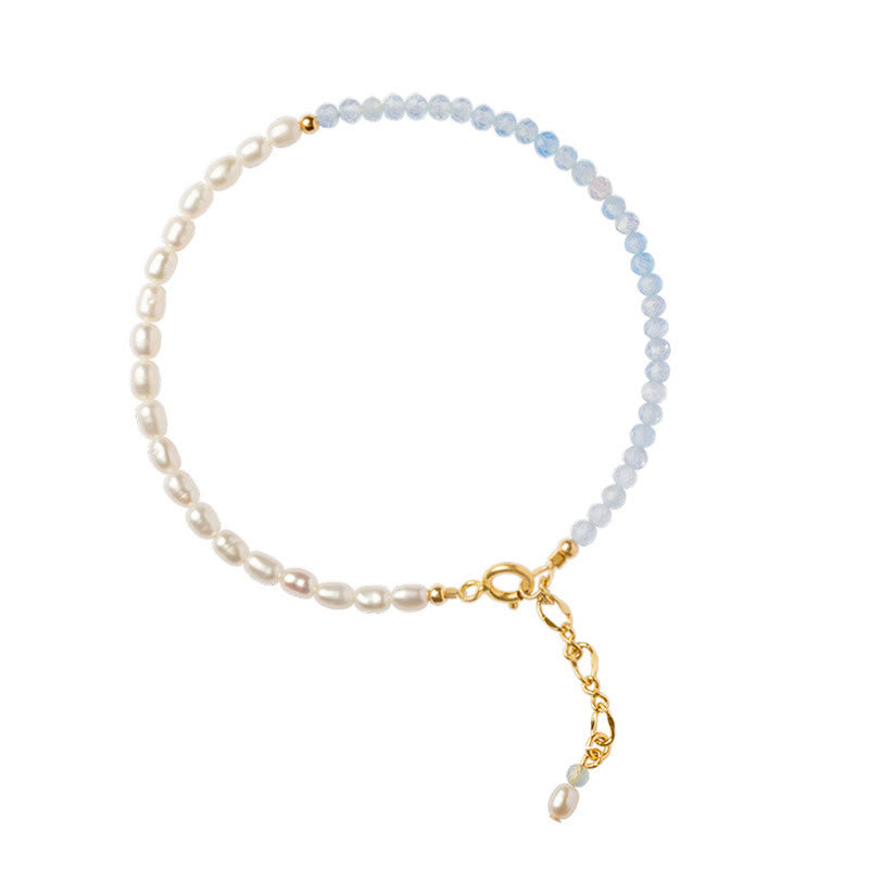 Fortune Jewel 2mm Turquoise Pearl Ultra-thin Beads 14k Gold Plated Copper Wisdom Bracelet