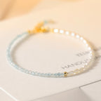 Fortune Jewel 2mm Turquoise Pearl Ultra-thin Beads 14k Gold Plated Copper Wisdom Bracelet