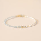 Fortune Jewel 2mm Turquoise Pearl Ultra-thin Beads 14k Gold Plated Copper Wisdom Bracelet