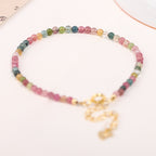 Fortune Jewel 2mm Multicolor Tourmaline Ultra-thin Beads 14k Gold Plated Copper Wisdom Bracelet