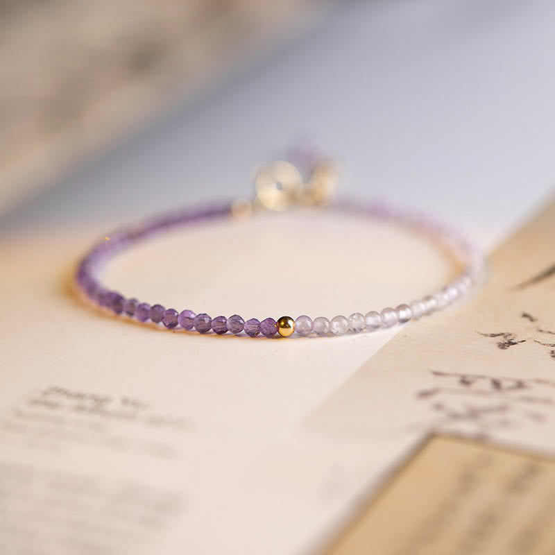 Fortune Jewel 2.5mm Natural Amethyst Ultra-thin Beads 14k Gold Plated Copper Inner Peace Bracelet