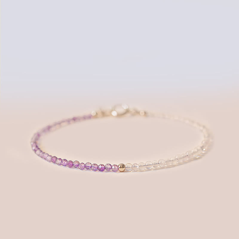 Fortune Jewel 2.5mm Natural Amethyst Ultra-thin Beads 14k Gold Plated Copper Inner Peace Bracelet
