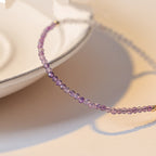 Fortune Jewel 2.5mm Natural Amethyst Ultra-thin Beads 14k Gold Plated Copper Inner Peace Bracelet