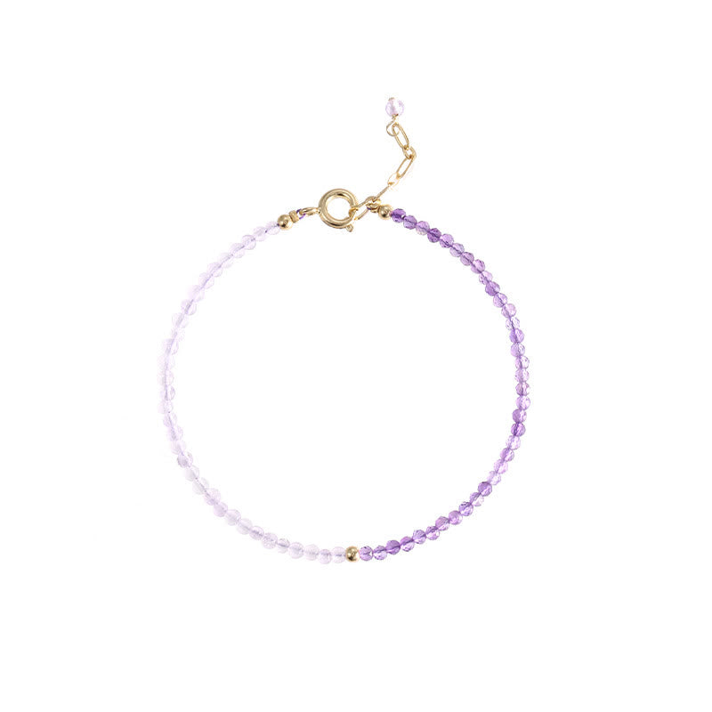 Fortune Jewel 2.5mm Natural Amethyst Ultra-thin Beads 14k Gold Plated Copper Inner Peace Bracelet