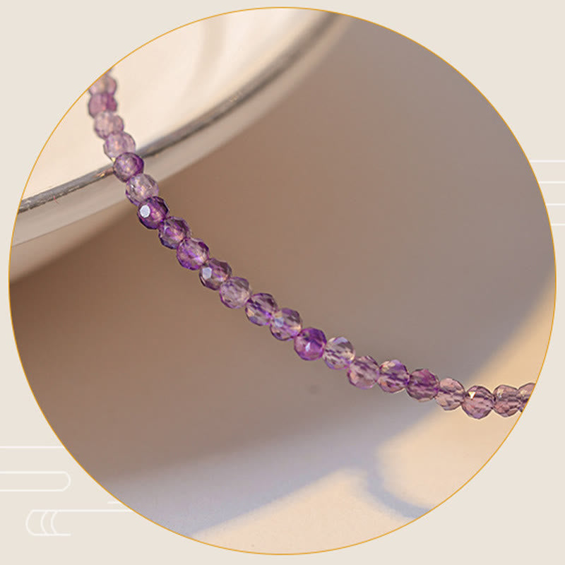 Fortune Jewel 2.5mm Natural Amethyst Ultra-thin Beads 14k Gold Plated Copper Inner Peace Bracelet