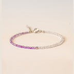 Fortune Jewel 2.5mm Natural Amethyst Ultra-thin Beads 14k Gold Plated Copper Inner Peace Bracelet