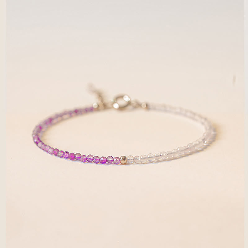 Fortune Jewel 2.5mm Natural Amethyst Ultra-thin Beads 14k Gold Plated Copper Inner Peace Bracelet