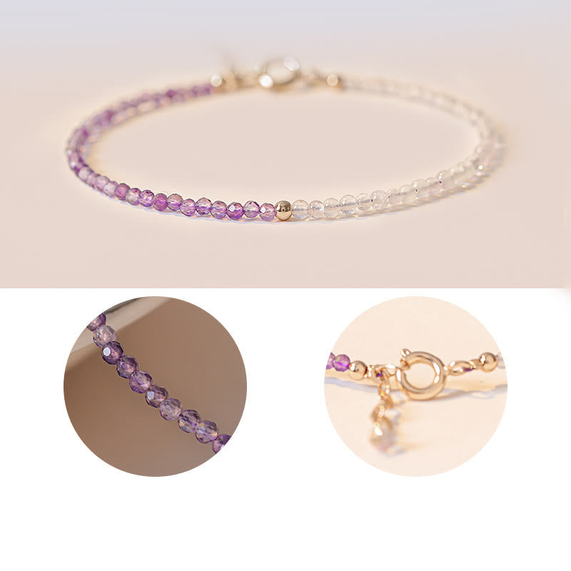 Fortune Jewel 2.5mm Natural Amethyst Ultra-thin Beads 14k Gold Plated Copper Inner Peace Bracelet