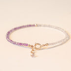 Fortune Jewel 2.5mm Natural Amethyst Ultra-thin Beads 14k Gold Plated Copper Inner Peace Bracelet
