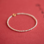 Fortune Jewel 2mm Natural Pearl Ultra-thin Beads 14k Gold Plated Copper Wisdom Bracelet