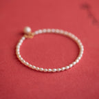 Fortune Jewel 2mm Natural Pearl Ultra-thin Beads 14k Gold Plated Copper Wisdom Bracelet