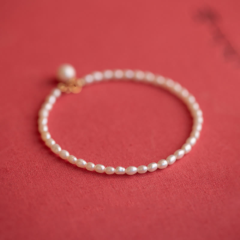 Fortune Jewel 2mm Natural Pearl Ultra-thin Beads 14k Gold Plated Copper Wisdom Bracelet