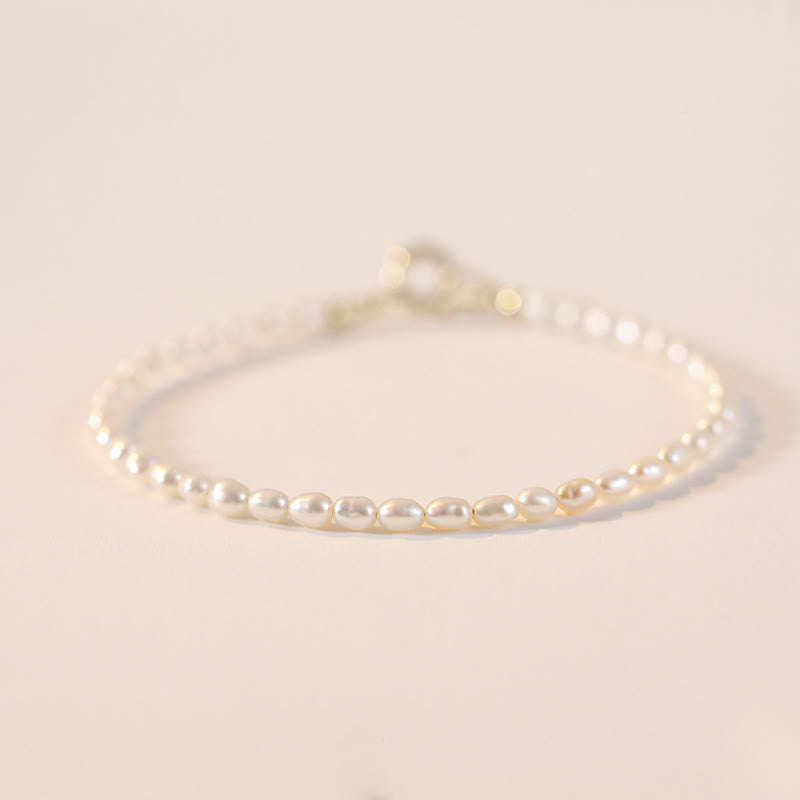 Fortune Jewel 2mm Natural Pearl Ultra-thin Beads 14k Gold Plated Copper Wisdom Bracelet