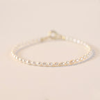 Fortune Jewel 2mm Natural Pearl Ultra-thin Beads 14k Gold Plated Copper Wisdom Bracelet