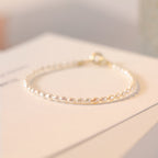 Fortune Jewel 2mm Natural Pearl Ultra-thin Beads 14k Gold Plated Copper Wisdom Bracelet