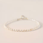 Fortune Jewel 2mm Natural Pearl Ultra-thin Beads 14k Gold Plated Copper Wisdom Bracelet