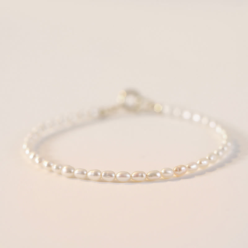 Fortune Jewel 2mm Natural Pearl Ultra-thin Beads 14k Gold Plated Copper Wisdom Bracelet