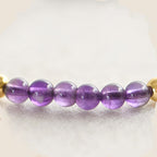 Fortune Jewel 4mm Handmade Natural Amethyst 14k Gold Plated Copper Beads Braided String Relieves Stress Bracelet