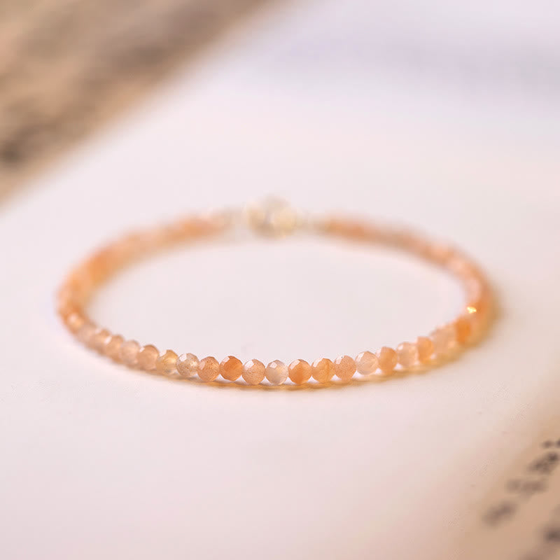Fortune Jewel 3mm Sun Stone Ultra-thin Beads 14k Gold Plated Copper Wealth Bracelet