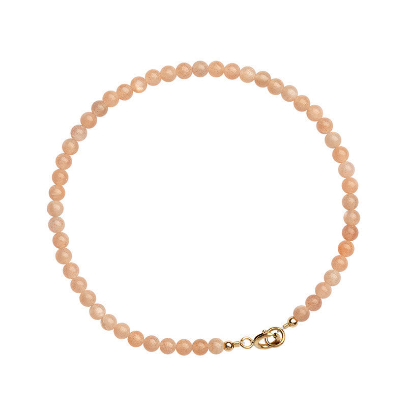 Fortune Jewel 3mm Sun Stone Ultra-thin Beads 14k Gold Plated Copper Wealth Bracelet