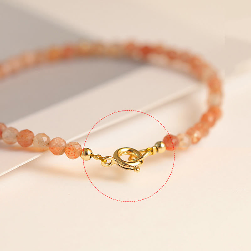 Fortune Jewel 3mm Sun Stone Ultra-thin Beads 14k Gold Plated Copper Wealth Bracelet