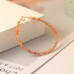 Fortune Jewel 3mm Sun Stone Ultra-thin Beads 14k Gold Plated Copper Wealth Bracelet