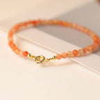 Fortune Jewel 3mm Sun Stone Ultra-thin Beads 14k Gold Plated Copper Wealth Bracelet