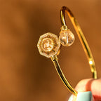 Fortune Jewel Rutilated Quartz Copper Brass Rotatable Windmill Feng Sheng Shui Qi Courage Bracelet Bangle