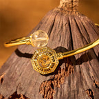 Fortune Jewel Rutilated Quartz Copper Brass Rotatable Windmill Feng Sheng Shui Qi Courage Bracelet Bangle