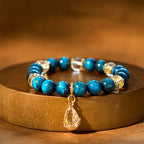Fortune Jewel Blue Tiger Eye White Crystal Water Drop Strength Bracelet