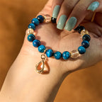 Fortune Jewel Blue Tiger Eye White Crystal Water Drop Strength Bracelet