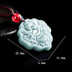 Fortune Jewel Lotus Pattern Carved Jade Abundance Prosperity Necklace Rope Pendant Fortune Jewel