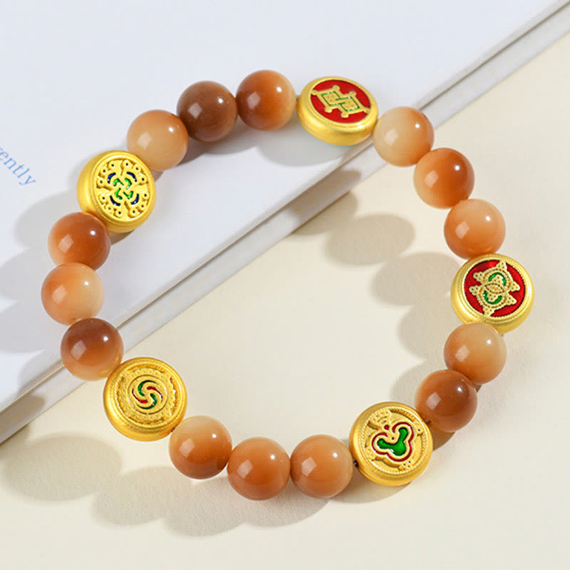 Fortune Jewel Bodhi Seed Five Directions Gods of Wealth Wisdom Bracelet