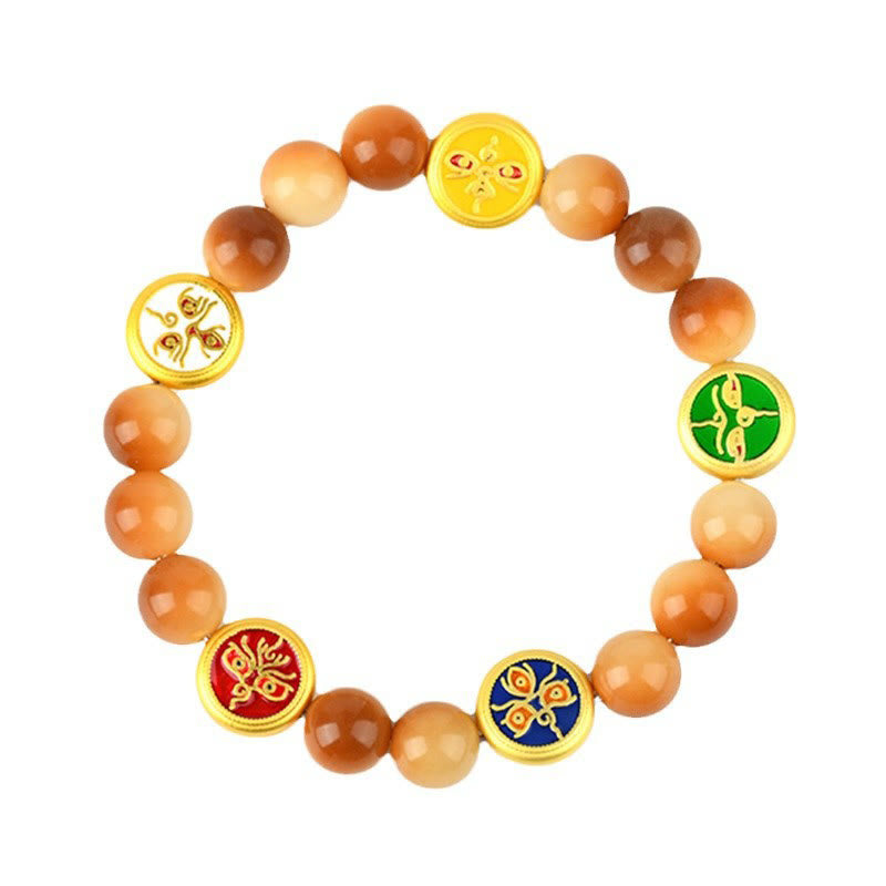 Fortune Jewel Bodhi Seed Five Directions Gods of Wealth Wisdom Bracelet