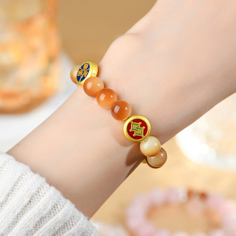 Fortune Jewel Bodhi Seed Five Directions Gods of Wealth Wisdom Bracelet