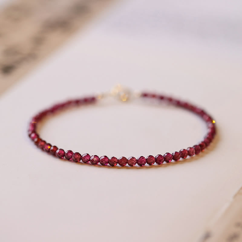 Fortune Jewel 3mm Natural Small Garnet Ultra-Thin Beads Protection Bracelet