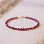 Fortune Jewel 3mm Natural Small Garnet Ultra-Thin Beads Protection Bracelet