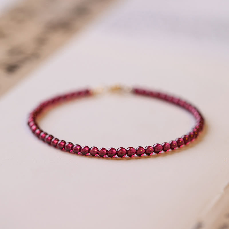 Fortune Jewel 3mm Natural Small Garnet Ultra-Thin Beads Protection Bracelet