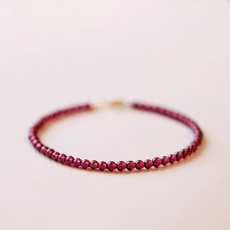 Fortune Jewel 3mm Natural Small Garnet Ultra-Thin Beads Protection Bracelet