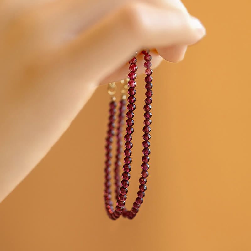 Fortune Jewel 3mm Natural Small Garnet Ultra-Thin Beads Protection Bracelet