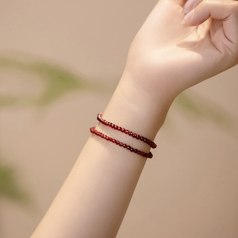 Fortune Jewel 3mm Natural Small Garnet Ultra-Thin Beads Protection Bracelet