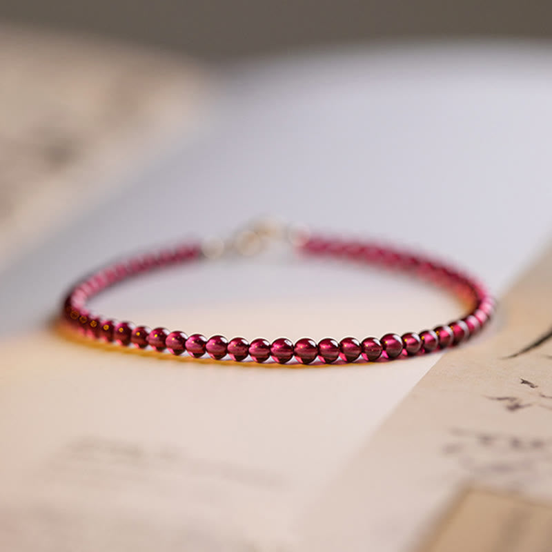 Fortune Jewel 3mm Natural Small Garnet Ultra-Thin Beads Protection Bracelet