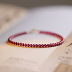 Fortune Jewel 3mm Natural Small Garnet Ultra-Thin Beads Protection Bracelet