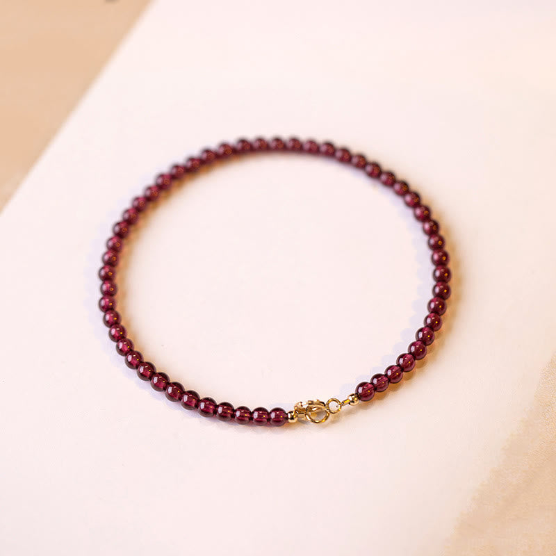 Fortune Jewel 3mm Natural Small Garnet Ultra-Thin Beads Protection Bracelet