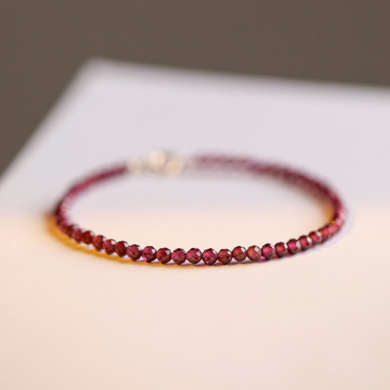 Fortune Jewel 3mm Natural Small Garnet Ultra-Thin Beads Protection Bracelet