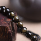 Fortune Jewel Gold Sheen Obsidian Black Tourmaline Wealth Bracelet