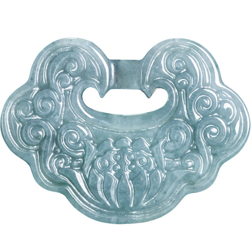 Fortune Jewel Lotus Carved Jade Ruyi Abundance Prosperity Abundance Necklace Pendant Fortune Jewel